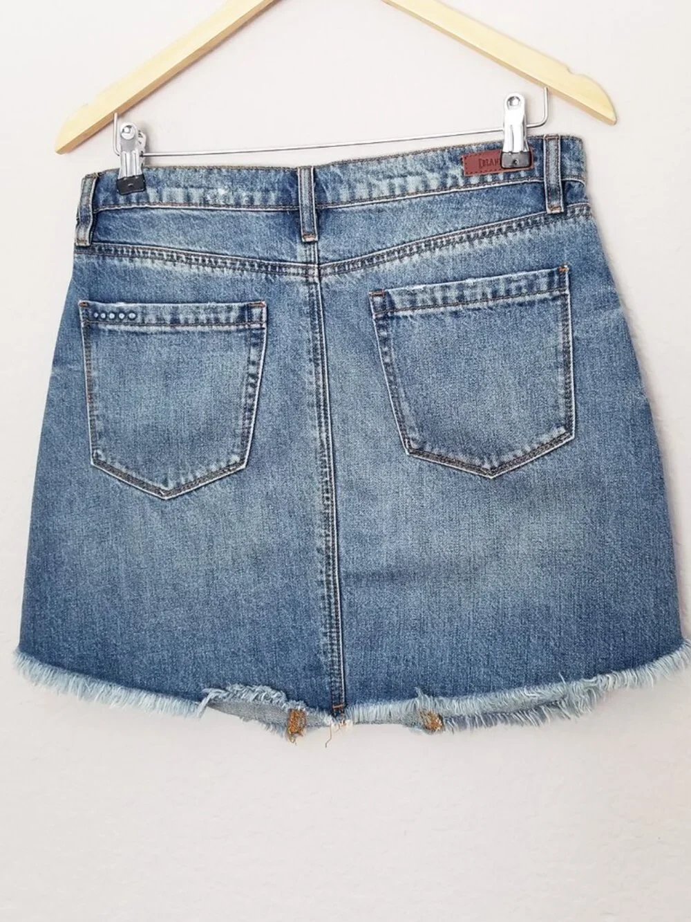 Blank NYC Denim Skirt 28 Fray Distressed Blue Jean Mini High Waist 100% Cotton